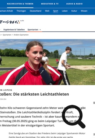 MDR TV Bericht DM Steinstoßen Morgaine Mai 2025